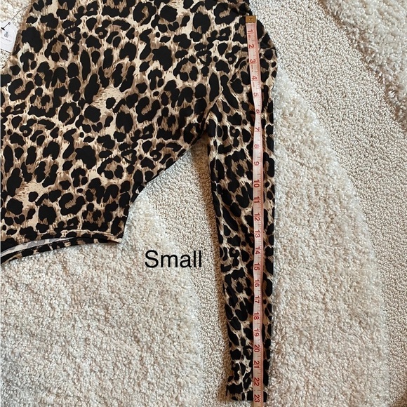Black Tan Leopard bodysuit long sleeve mock neck size small New NWT - Picture 10 of 14